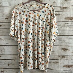 Lands’End Women's Relaxed Cotton‎ Floral Print Short Sleeve Crewneck T-Shirt